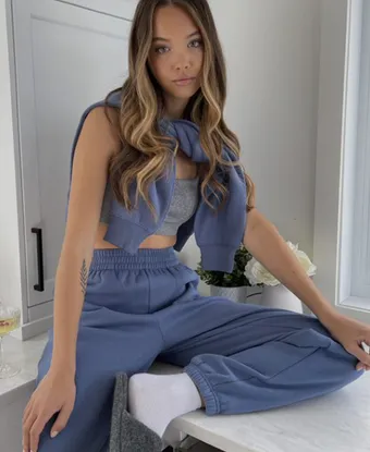 woman wearing loungewear relaxing